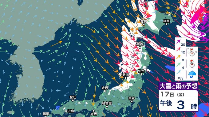 【大雪情報】東北北部は大雪に警戒を　あす朝まで山沿い50センチ　平地40センチの降雪予想【大雪と雨シミュレーション 21日午後3時まで】|TBS NEWS DIG