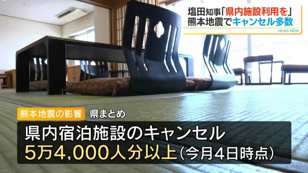 「鹿児島県内の施設利用してほしい」熊本地震で宿泊キャンセル5万4000人超…塩田知事が県民に向けメッセージ