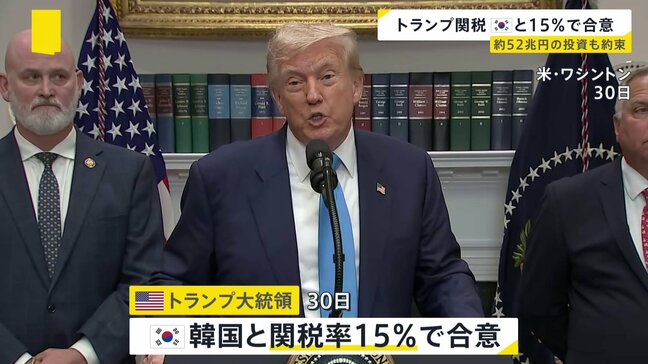 アメリカ・韓国 関税率15％で合意　日本やEUと同じ税率　韓国が約52兆円の投資を約束　投資先はトランプ氏が“選定”か|TBS NEWS DIG
