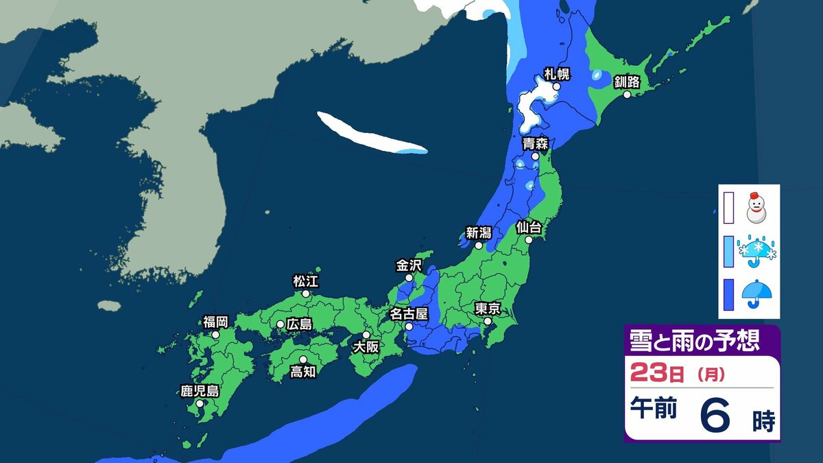 サムネイル_【今後の雨と雪は?】3連休の最終日・23日(月祝)は低気圧などの影響で北日本を中心に荒れた天気か 22~23日ごろは黄砂も飛来?【3時間ごとのシミュレーション・20日午後10時更新】