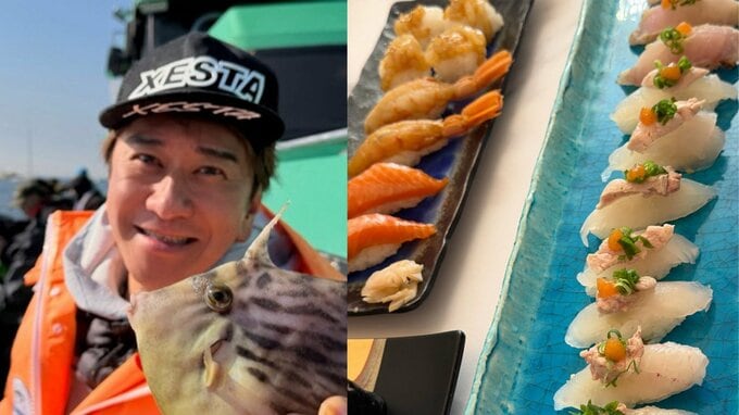 【 川﨑麻世 】　夫婦で釣ったカワハギで豪華な寿司作り　肝を乗せ「最高に美味しくて2人でうま〜と声が揃って思わず笑ってしまいました」|TBS NEWS DIG