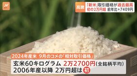 新米の「相対取引価格」は2万2700円で過去最高 2万円超えも調査開始から初|TBS NEWS DIG