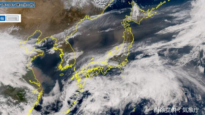 【また黄砂】衛星写真がとらえた「茶色い影」西日本には今夜(21日)飛来か　北日本ではすでに視界悪く【また洗車...】|TBS NEWS DIG