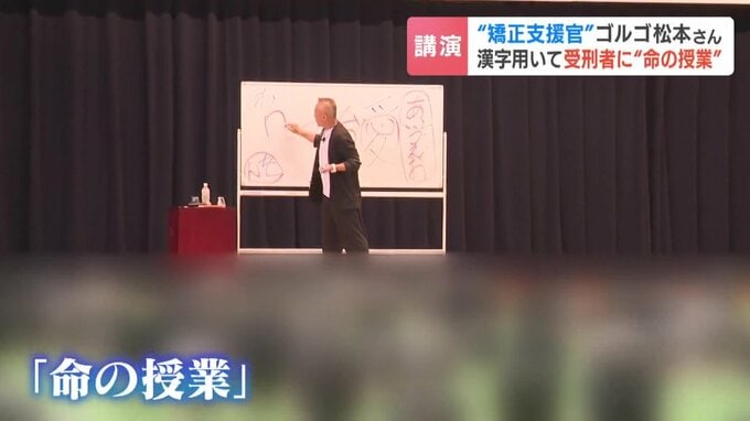 函館少年刑務所で初の講演を行うゴルゴ松本さん