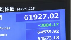 【速報】日経平均、一時3000円以上値下がり　前日のNY市場での半導体関連大幅下落受け| TBS CROSS DIG with Bloomberg