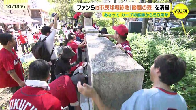 「球団創設期の苦労も若い人に伝えたい」カープ初優勝から 50 周年で記念イベント　旧市民球場跡地「勝鯉の森」を清掃　応援歌ライブも　|　RCC NEWS | 広島ニュース | RCC中国放送