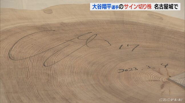 大谷翔平選手の「サイン入り切り株」名古屋城に　ＷＢＣ侍ジャパン優勝記念で展示　木造天守復元に使われる故郷・奥州市の「月山松」に先月サイン　|TBS NEWS DIG
