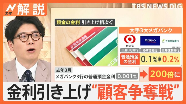 金利引き上げ“顧客争奪戦” 預金の金利1％超も、「投資」から「預金」の時代？ 賢く増やすには【Nスタ解説】|TBS NEWS DIG