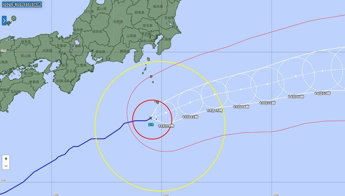【台風情報】強い台風23号（ナクリー）13日朝、八丈島の南西を東北東へ…昼前に伊豆諸島へ最接近【気象庁】暴風や高波、土砂災害に厳重な警戒を呼びかけ【雨と風のシミュレーション】　|　富山のニュース｜天気・防災｜チューリップテレビ