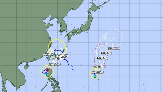 【台風情報】トリプル台風の今後の進路と勢力は 7号・8号は沖縄に影響…9号は太平洋を北上 気象庁発表|TBS NEWS DIG