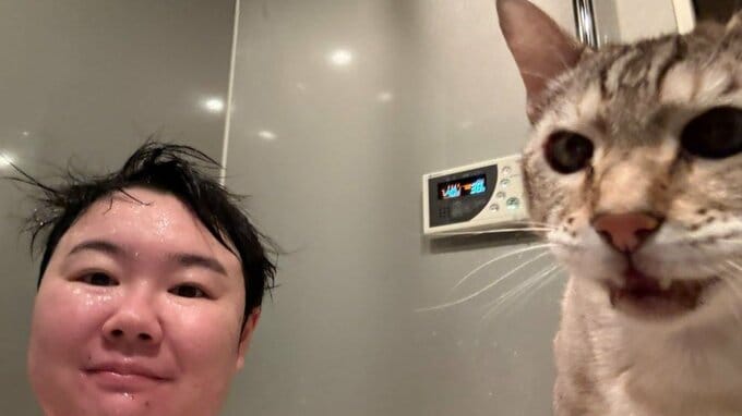 【やす子】愛猫・アビシがお風呂場に「心配してくれる」様子に笑顔　フォロワーからも猫シェア続々|TBS NEWS DIG