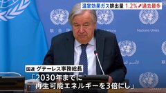 温室効果ガス排出量が過去最多　前年比1.2%増　パリ協定の目標達成は極めて困難か「再生可能エネルギーを3倍に」とグテーレス事務総長| TBS CROSS DIG with Bloomberg