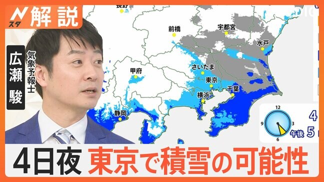 23区で3センチの降雪予想も…積雪のほかに朝方の路面凍結にも注意！【Nスタ解説】|TBS NEWS DIG
