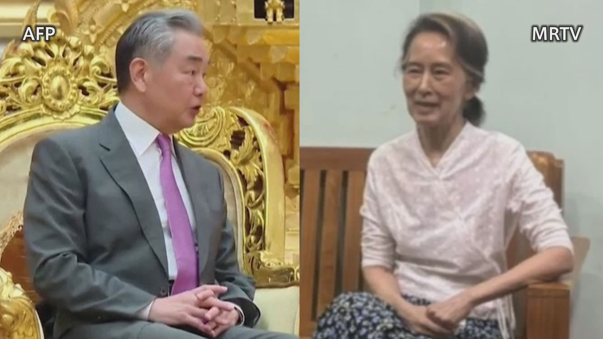 中国 王毅外相 ミャンマー訪問時に軟禁下のアウン・サン・スー・チー氏