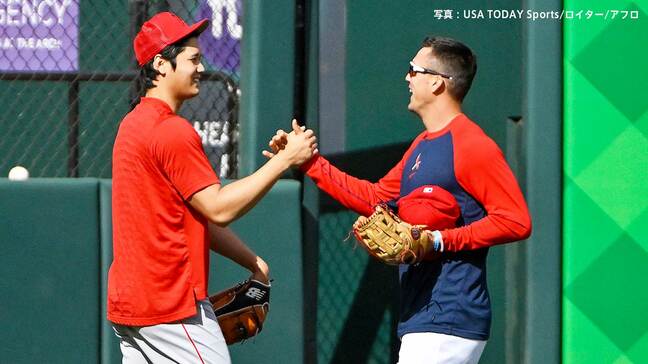 大谷翔平 今季2度目の休養日、試合前にはWBCで共に世界一を奪還したヌートバーと笑顔で談笑 明日4日、侍ジャパン対決も|TBS NEWS DIG
