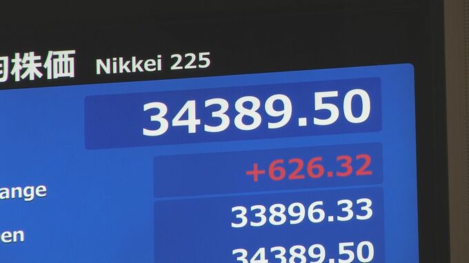 【速報】日経平均株価　3万4000円台　取引時間中としてバブル後最高値を再び更新