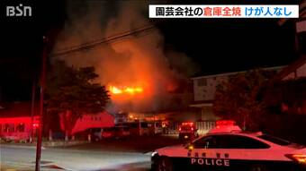 住宅街で建物が真っ赤な炎に包まれる　園芸会社の倉庫が全焼もけが人なし　夜の火事で現場は一時騒然（新潟市）|TBS NEWS DIG