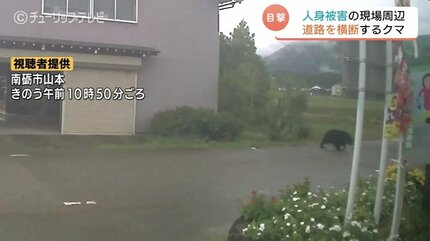 人身被害の現場周辺でドラレコが捉えた道路を横断するクマ 富山・南砺