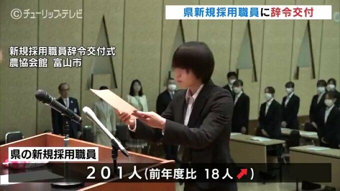 「ウエルビーイングに繋がる仕事を」新田知事が新規職員へ辞令交付 富山　|　富山のニュース｜天気・防災｜チューリップテレビ