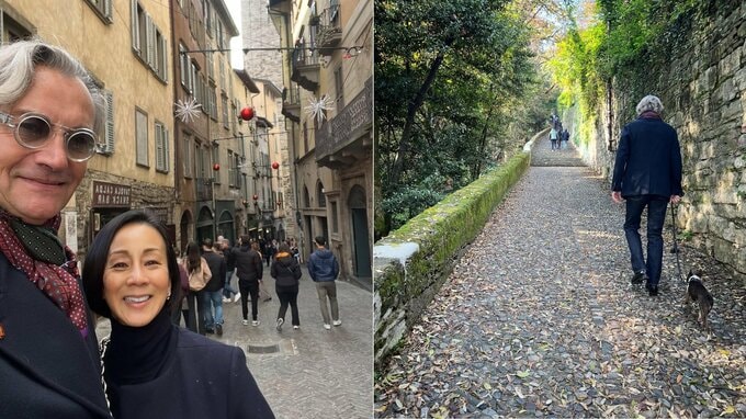 【 中村江里子 】愛犬同伴でケーブルカーに乗れず「ビル27階分」坂道を登って　北イタリアで “一番美しい” 城砦都市へ|TBS NEWS DIG