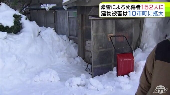 「女性が雪に埋もれている」青森市千富町で体全体が雪に埋もれた状態の女性が救出され病院に搬送　黒石市では死亡の雪害事故のほか集会所が倒壊　“豪雪”による死傷者は150人超・建物被害は10市町に拡大…|TBS NEWS DIG