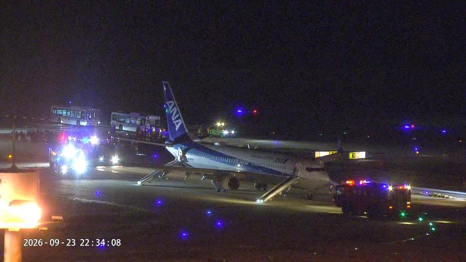 【緊迫の映像あり】「炎は見えません落ち着いて降りてください」ANA機が那覇空港に緊急着陸　乗客は脱出シューターで避難