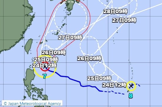【ダブル台風】台風7号(メーカラー)は“非常に強い勢力”のまま24日に沖縄の南へ…週末に近畿・東海・関東にも接近か　台風8号(ヒーゴス)も発生…それぞれの進路予想・雨風シミュレーション【気象庁23日12時】|TBS NEWS DIG