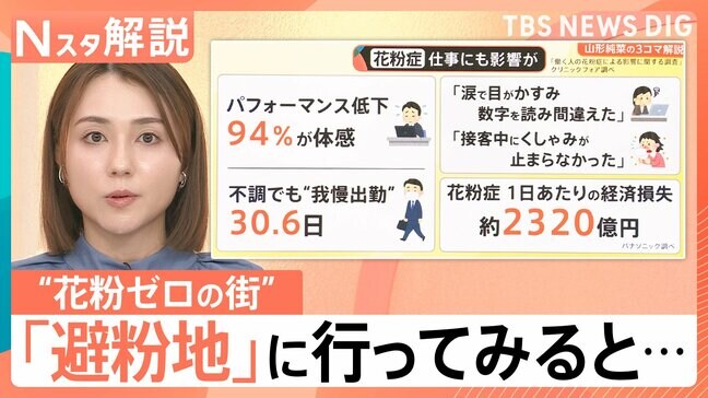 経済損失は「1日2000億円以上」!?花粉シーズン本格化 症状緩和のケースも?“スギ花粉ゼロ”の避粉地とは【Nスタ解説】|TBS NEWS DIG