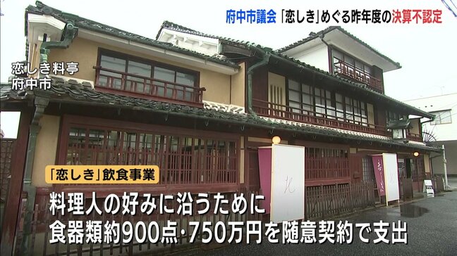 食器類900点750万円を随意契約　料理人の送迎に旅費などで財源流用も　府中市議会で決算認定案否決　市側は調査へ　広島|TBS NEWS DIG
