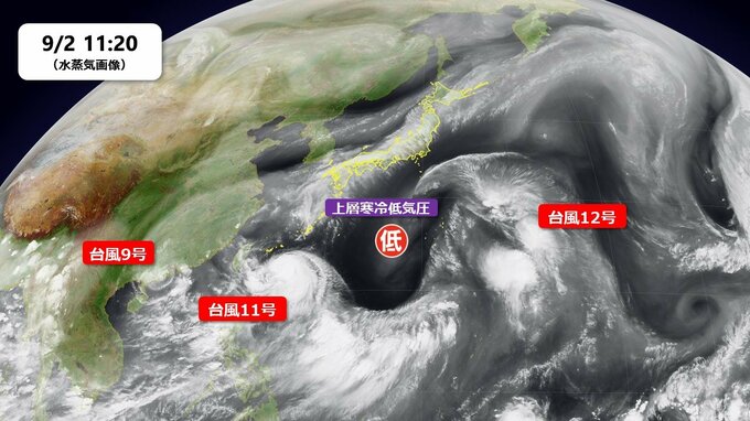 【台風情報】台風12号は発達せず熱帯低気圧へ　別の熱帯低気圧が発生予想で台風13号の可能性は？　カギ握る“上空の寒気伴う低気圧”　|TBS NEWS DIG