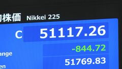 日経平均株価　終値844円安の5万1117円　2日連続の値下がり| TBS CROSS DIG with Bloomberg