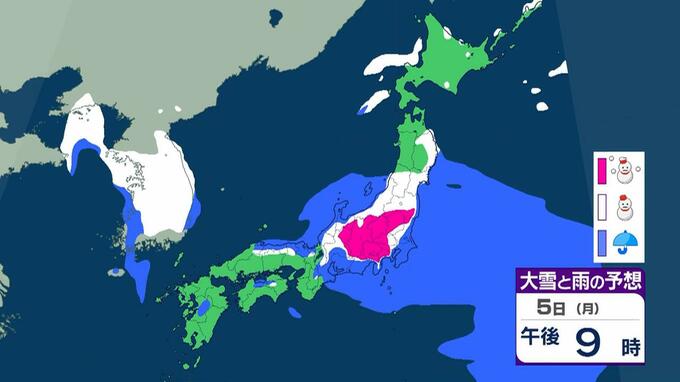 【大雪情報】東京23区で最大８センチの降雪か…南岸低気圧の影響で6日朝にかけ大雪おそれ　長野では約50センチの積雪【雪の最新シミュレーション】|TBS NEWS DIG