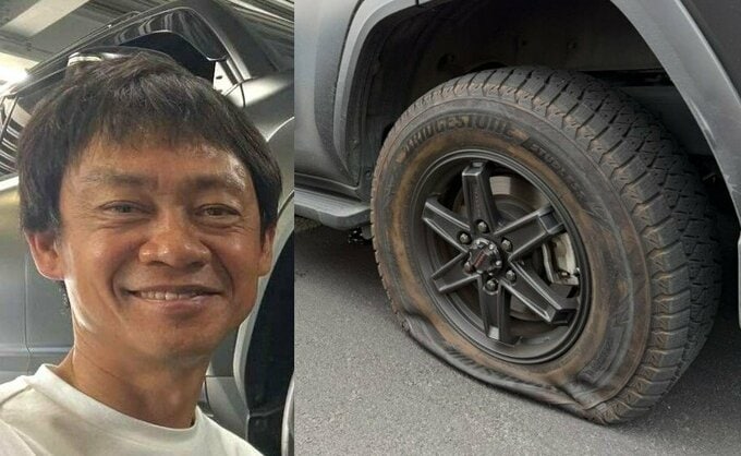 【 脇阪寿一 】　愛車の「ランクル300 GR SPORT」 「ぎゃあぁ～～何か踏んでパンクした」　突然のトラブルにジャッキアップで対応|TBS NEWS DIG