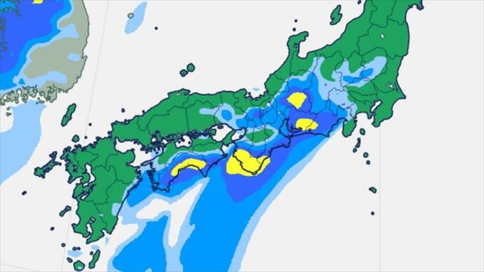 【大雨情報】四国地方で線状降水帯が発生の可能性　東日本は土砂災害に厳重警戒【発雷確率・雨と風のシミュレーション】　|　山梨のニュース | ＵＴＹテレビ山梨