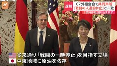 G7外相会合　共同声明に「戦闘の人道的休止」盛り込む　一方「即時停戦」は盛り込まれず| TBS CROSS DIG with Bloomberg