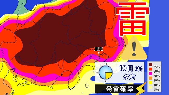 【警報級大雨か】東京都心含む関東甲信地方など 大気不安定 低い土地の浸水、河川の増水や氾濫、土砂災害に警戒【発雷確率・雨の予想シミュレーション】|TBS NEWS DIG