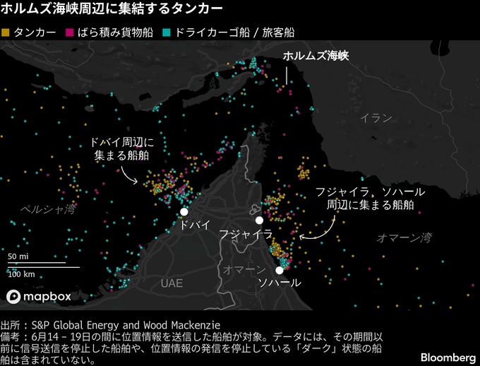 ホルムズ海峡で青信号を待つ原油8000万バレル、アジア向け約21隻待機