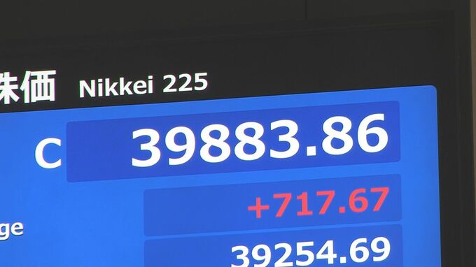 【速報】株価午前終値3万9883円　史上初4万円台にあと117円|TBS NEWS DIG