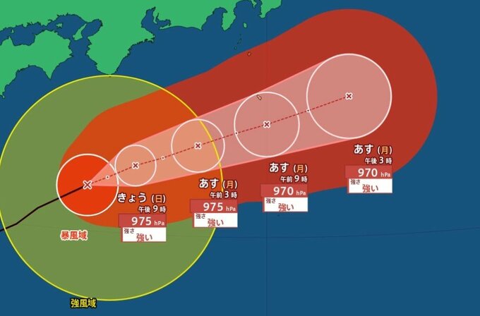 【台風情報】台風23号（ナクリー）12日は潮岬の南を東へ　13日には “強い” 勢力で伊豆諸島に接近　最大瞬間風速50メートルに達するおそれ【雨と風のシミュレーション】　|　富山のニュース｜天気・防災｜チューリップテレビ
