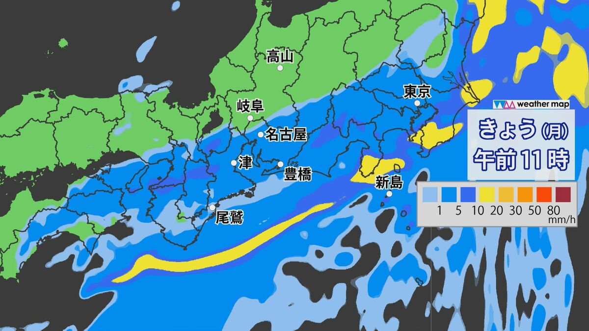 東海地方9日まで大雨に警戒 24時間予想雨量多いところで100ミリ 愛知・岐阜・三重