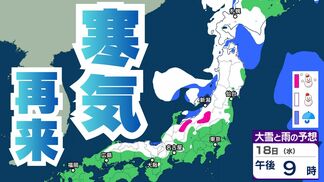 【寒気再来】18日19日は日本海側中心に荒天か…－39℃以下の寒気を伴う “気圧の谷” 日本列島を通過へ　強風、高波、傾斜地は「表層なだれ」に警戒【雪と雨のシミュレーション】　|　富山のニュース｜天気・防災｜チューリップテレビ