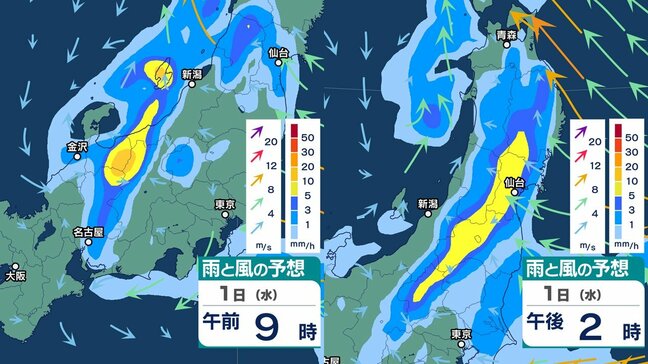 【大雨情報】北日本で10月1日～2日　東日本では9月30日～10月1日　落雷・竜巻など激しい突風・降ひょう・急な強い雨に注意を　全般気象情報発表　今後の天気は？【雨風シミュレーション・気象庁情報】|TBS NEWS DIG