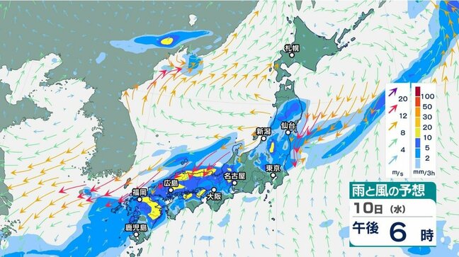 【大雨情報】10日にかけ発達した積乱雲接近の兆しに注意…北日本から西日本は落雷、竜巻、ひょう、局地的大雨のおそれ 暖かく湿った空気で大気の状態は不安定【雨と風のシミュレーション】|TBS NEWS DIG