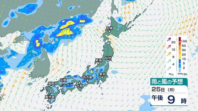 【大雨情報】近畿中部では25日夜のはじめ頃にかけて局地的に雷雲が発達　低い土地の浸水に厳重に警戒【雨と風のシミュレーション】|TBS NEWS DIG