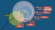台風17号（ナンカー）日本のはるか東で停滞へ…19日（水）にも熱帯低気圧に変わる見込み　中心気圧994hPa、最大瞬間風速25m/sの予想【雨と風のシミュレーション】 　|　富山のニュース｜天気・防災｜チューリップテレビ