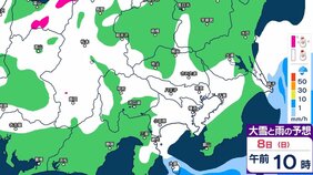【関東甲信　大雪情報】関東南部の平地も積雪予想　7日昼過ぎ～8日夜遅く…警報級の大雪の可能性　長野北部40センチ・千葉10センチ・東京23区は2センチの降雪予想　気象庁発表【雪のシミュレーション更新】|TBS NEWS DIG
