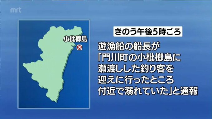 門川町沖の小枇榔島で釣りに出た男性(69)が海に浮いた状態で発見　死亡を確認　|　MRTニュース ｜ ＭＲＴ宮崎放送