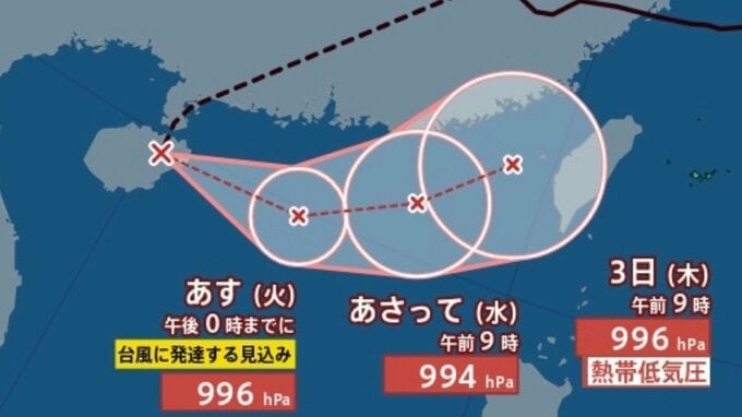 【台風情報】台風のたまご「熱帯低気圧a」発生...24時間以内に台風へ発達見込み...今後の進路は？9月10日までの雨・風シミュレーションで確認【気象庁31日13時15分発表】|TBS NEWS DIG