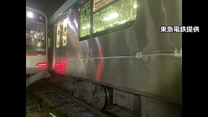 【速報】事故車両の写真公開　東急田園都市線全線で運転見合わせ 梶が谷～宮崎台間で脱線・衝突事故 運転再開は未定|TBS NEWS DIG