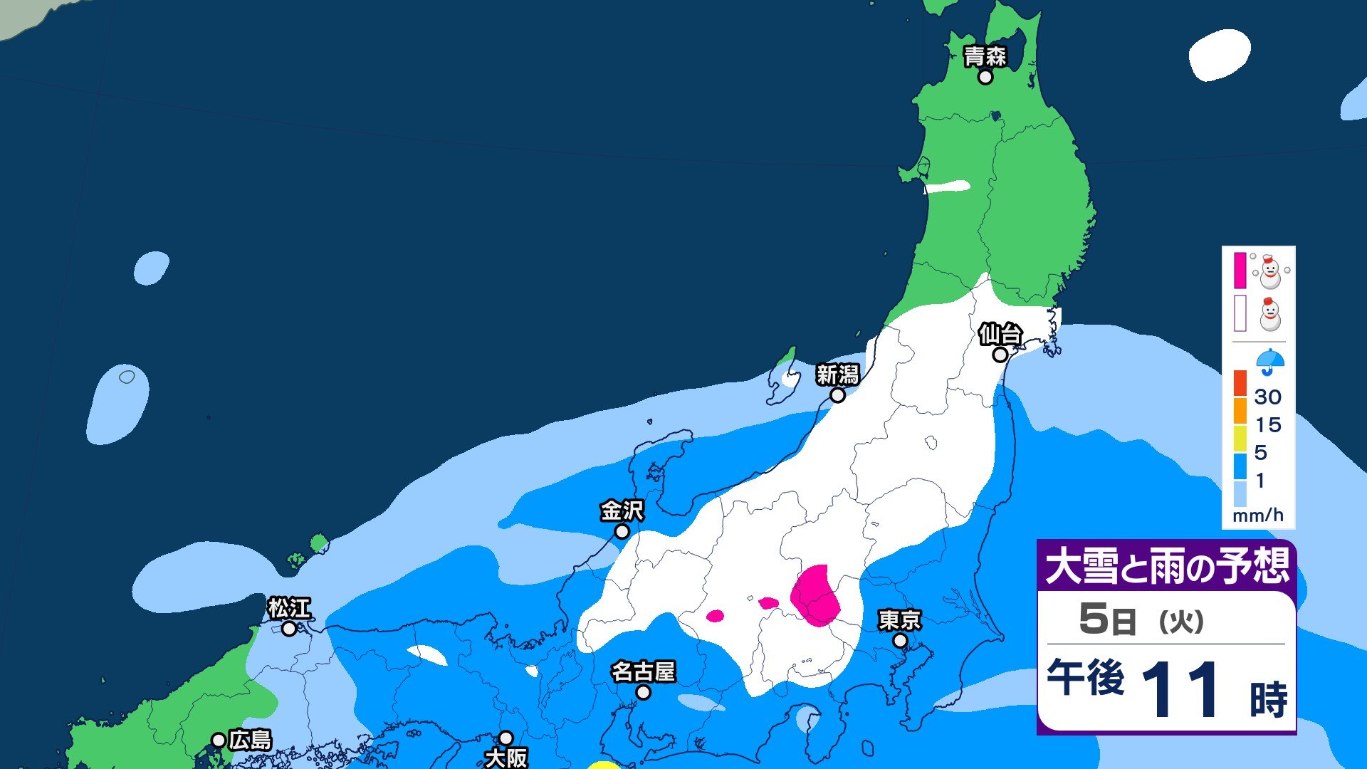 サムネイル_“南岸低気圧”の影響で6日にかけて関東甲信地方は山沿いで大雪に 北陸地方は雨による土砂災害に注意・警戒を